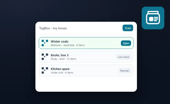 TagBox app screen